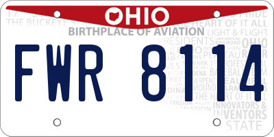 OH license plate FWR8114