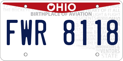 OH license plate FWR8118