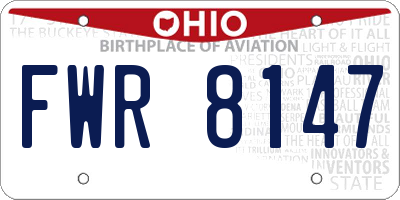 OH license plate FWR8147