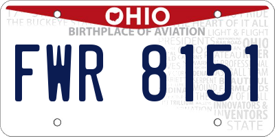 OH license plate FWR8151