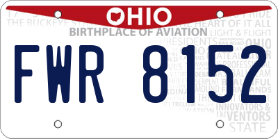 OH license plate FWR8152
