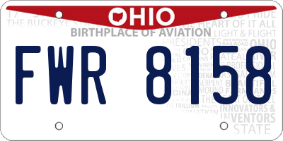 OH license plate FWR8158
