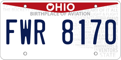 OH license plate FWR8170