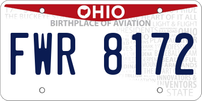 OH license plate FWR8172