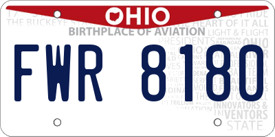 OH license plate FWR8180