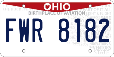 OH license plate FWR8182