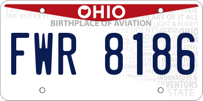 OH license plate FWR8186