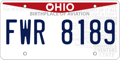 OH license plate FWR8189