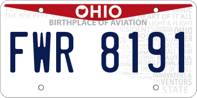 OH license plate FWR8191