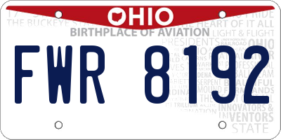 OH license plate FWR8192