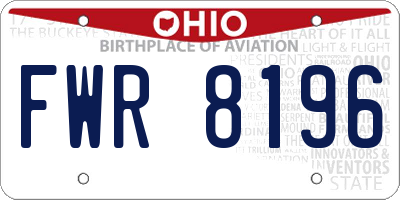 OH license plate FWR8196