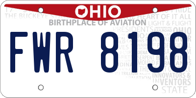 OH license plate FWR8198