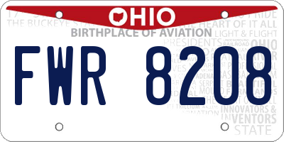 OH license plate FWR8208