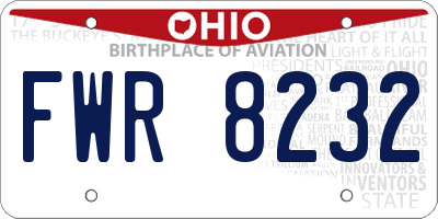 OH license plate FWR8232