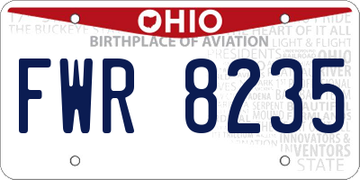 OH license plate FWR8235