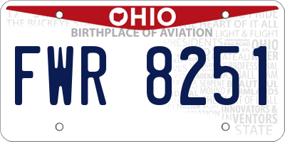 OH license plate FWR8251