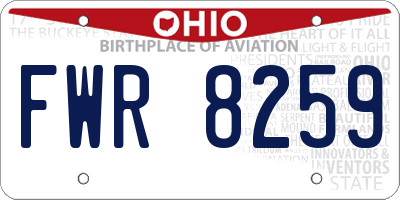 OH license plate FWR8259
