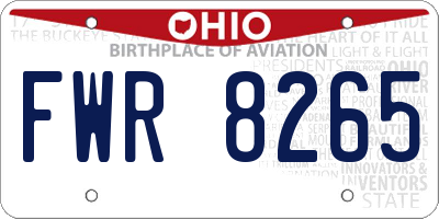 OH license plate FWR8265