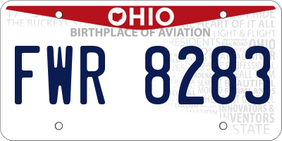 OH license plate FWR8283