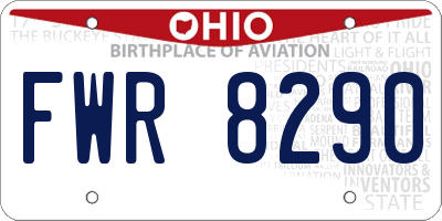 OH license plate FWR8290