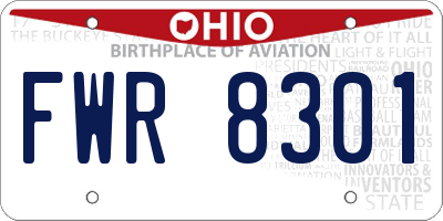 OH license plate FWR8301