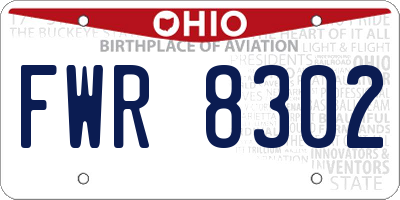 OH license plate FWR8302