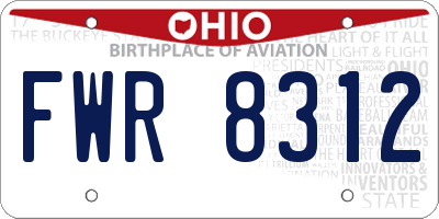 OH license plate FWR8312