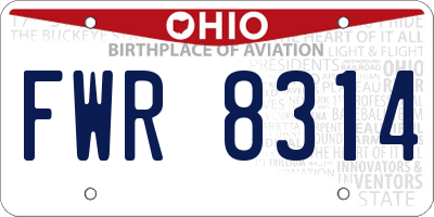 OH license plate FWR8314