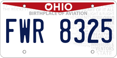 OH license plate FWR8325