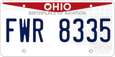 OH license plate FWR8335