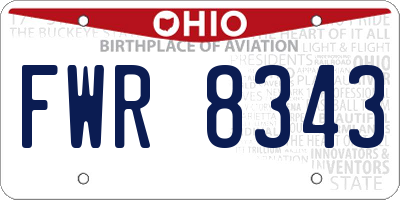 OH license plate FWR8343
