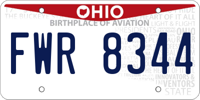 OH license plate FWR8344