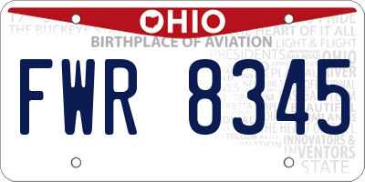 OH license plate FWR8345