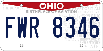 OH license plate FWR8346
