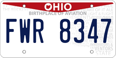 OH license plate FWR8347
