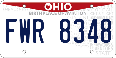 OH license plate FWR8348