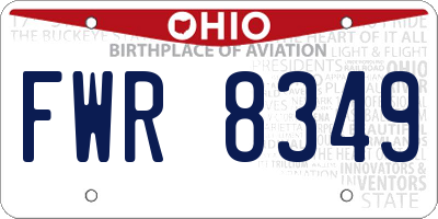 OH license plate FWR8349