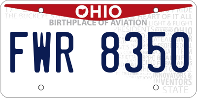 OH license plate FWR8350