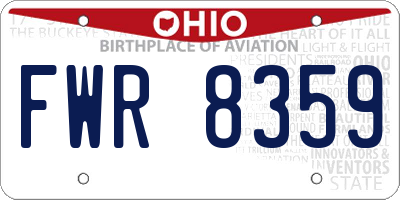 OH license plate FWR8359