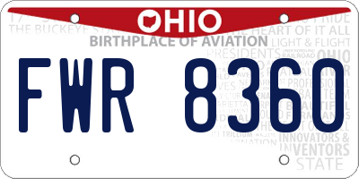 OH license plate FWR8360