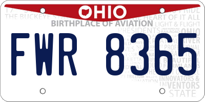 OH license plate FWR8365