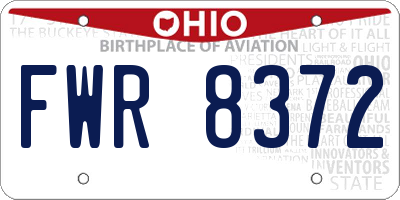 OH license plate FWR8372