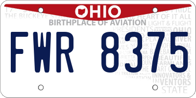 OH license plate FWR8375