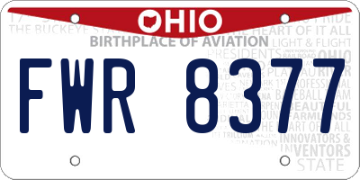 OH license plate FWR8377
