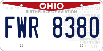 OH license plate FWR8380
