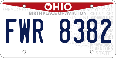 OH license plate FWR8382
