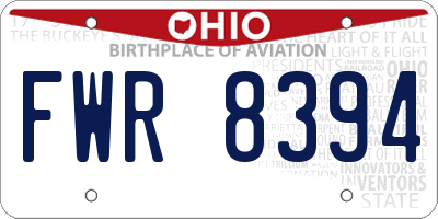 OH license plate FWR8394