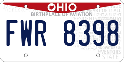 OH license plate FWR8398