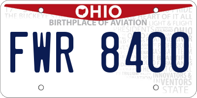 OH license plate FWR8400