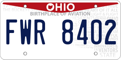 OH license plate FWR8402